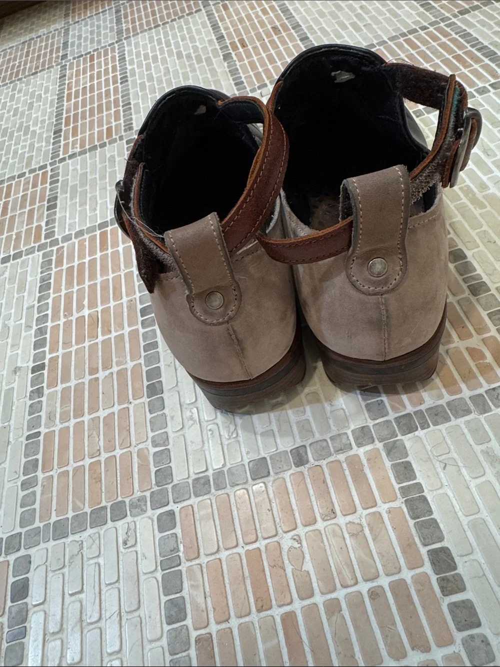 Naot Black and Brown Leather Ankle Booties